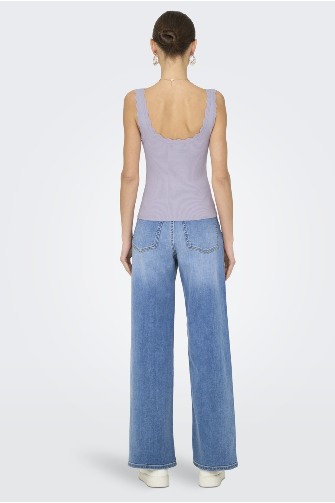 JDYNANNA S/L SCALLOP EDGE TOP KNT N 15290585 THISTLE